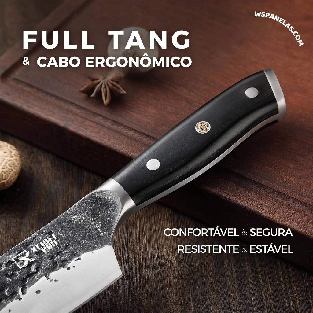 Kit Chef Nakiri Santoku 9 Peças com Tábua de Corte