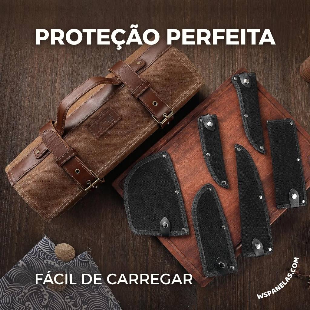 Kit Chef Nakiri Santoku 9 Peças com Tábua de Corte