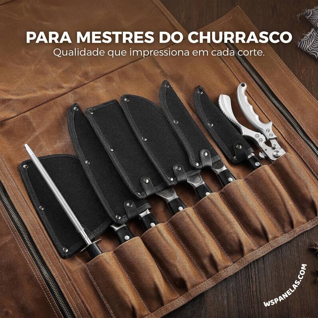 Kit Chef Nakiri Santoku 9 Peças com Tábua de Corte